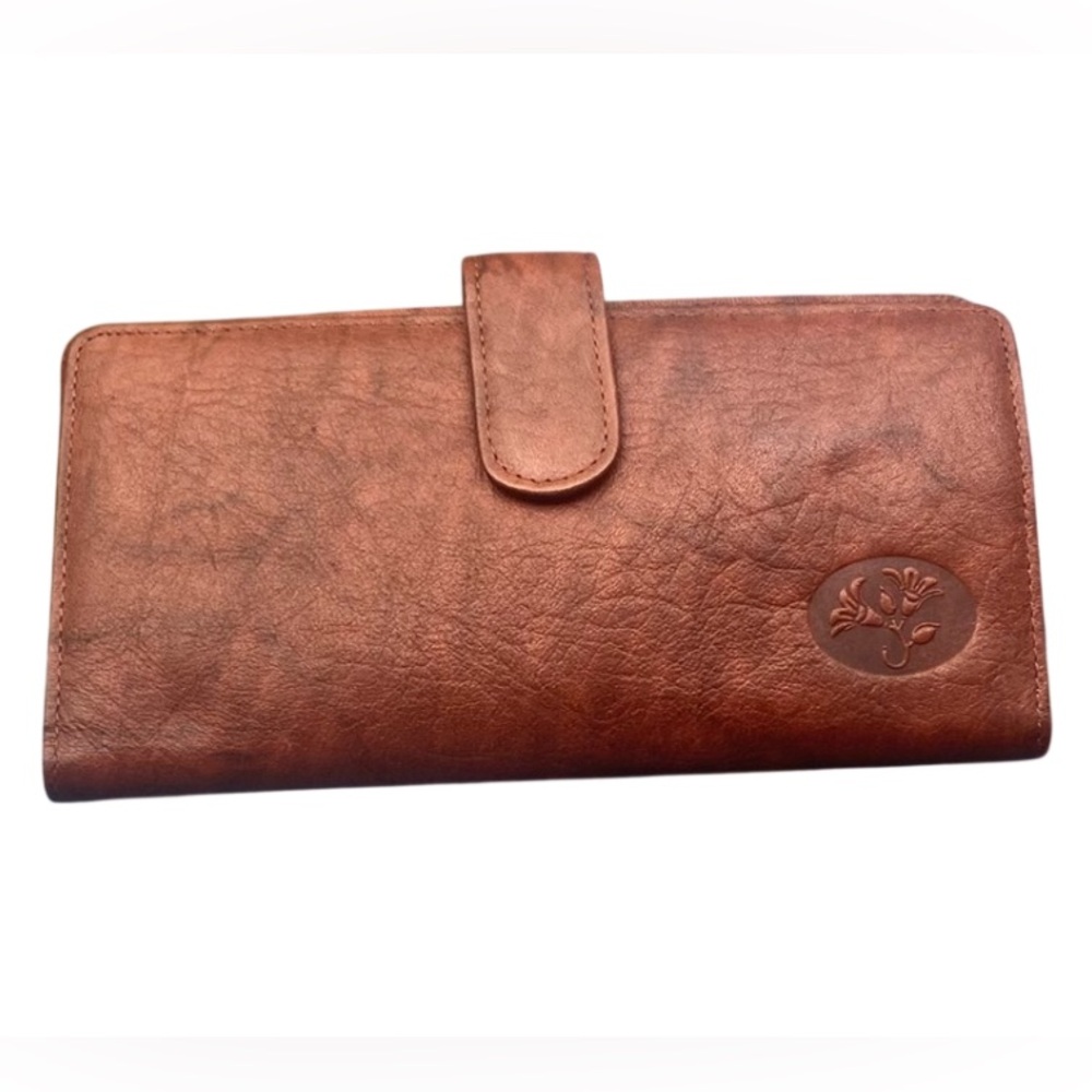 Buxton Leather Wallet Heiress Brown Marbled Checkbook, ID, Clutch Vintage EUC